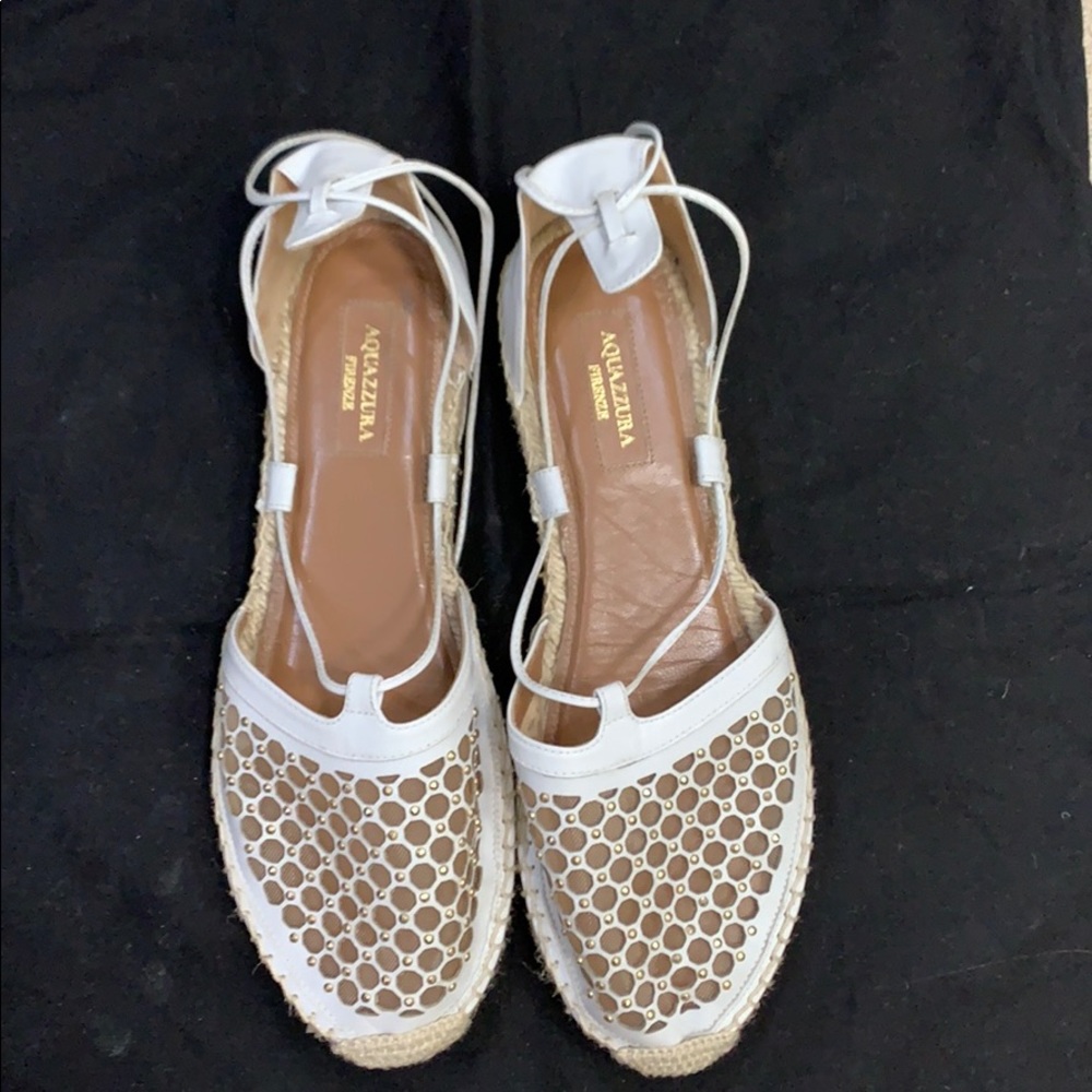 🌟Aquazurra white tie up espadrille